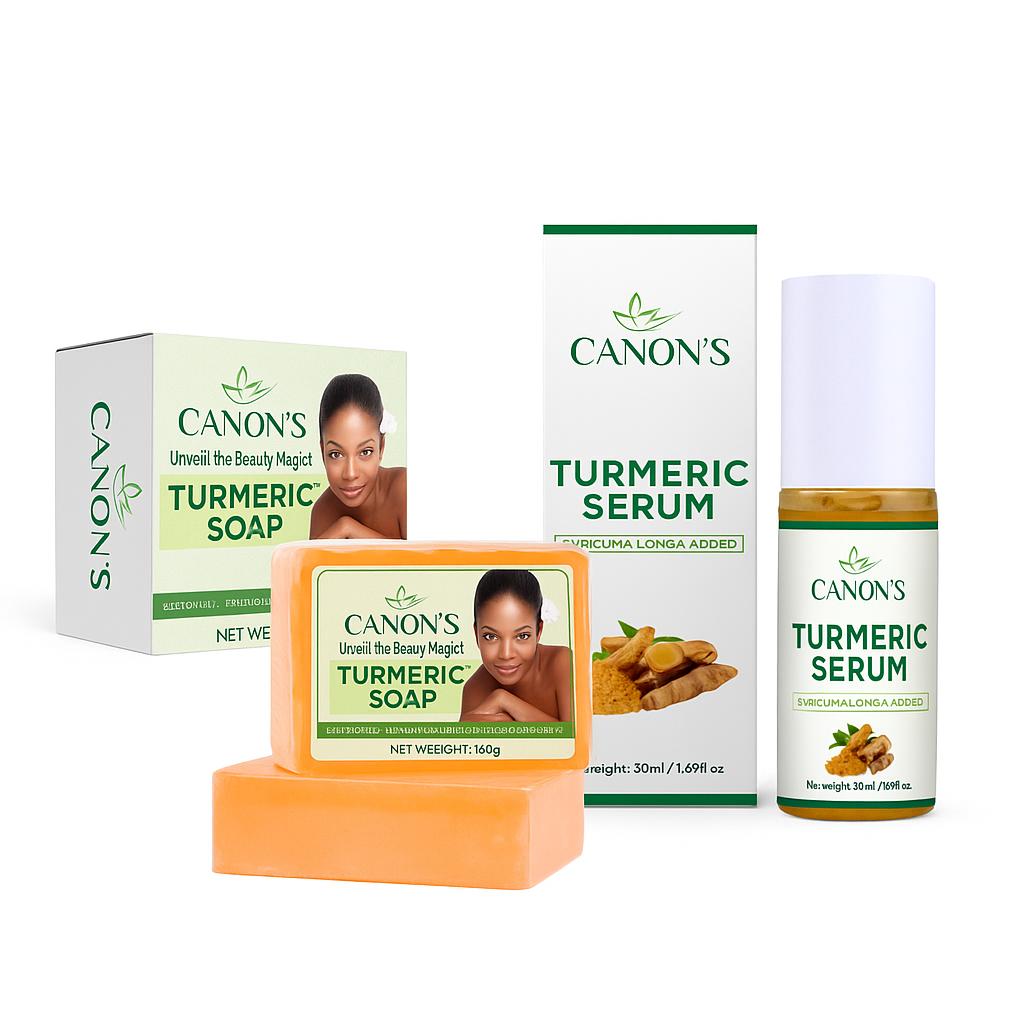 Woman holding Canons Turmeric products