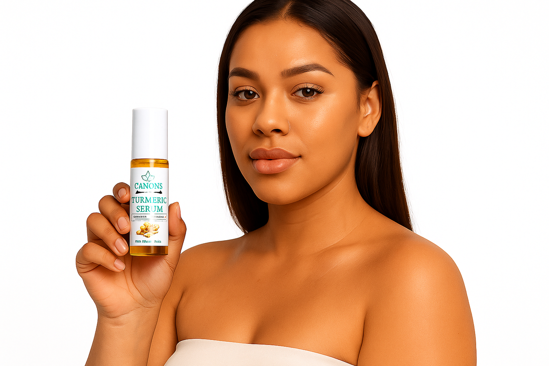 Model with turmeric serum