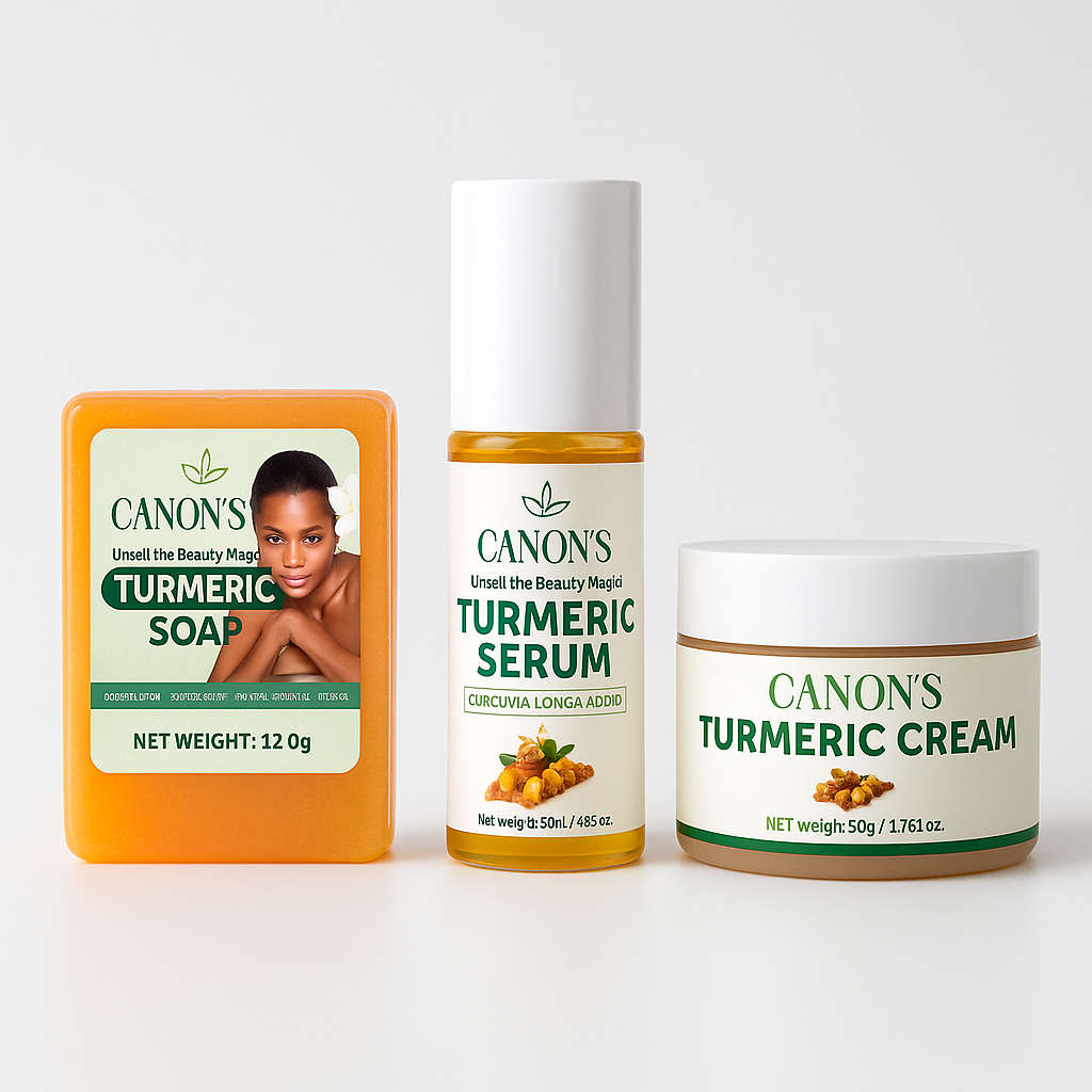 women holding Turmeric skincare products
